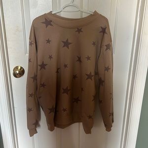 Brown star crewneck